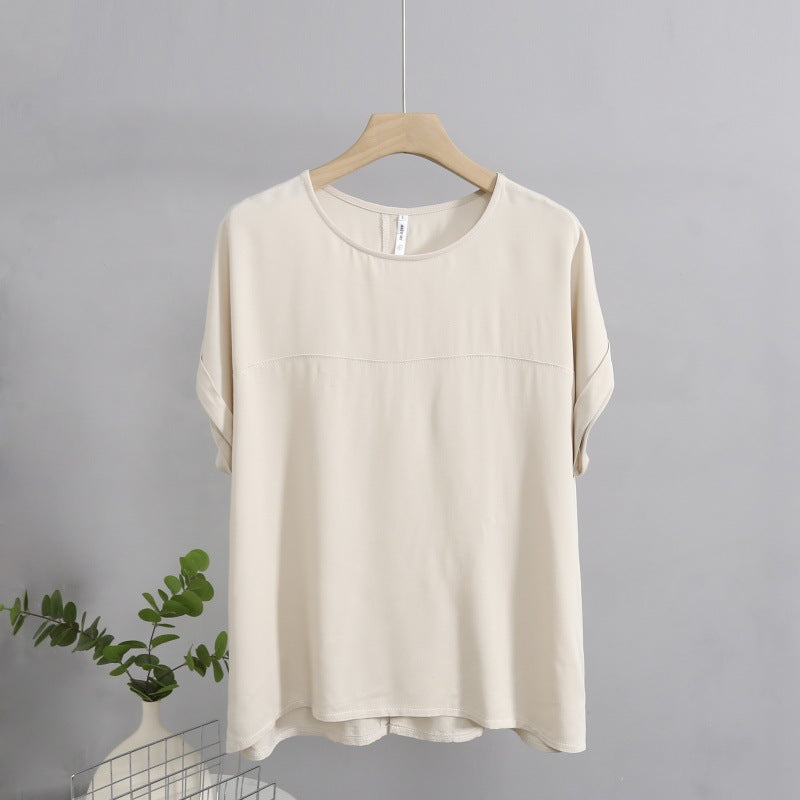 バックボタン ゆったり ロールアップTシャツ