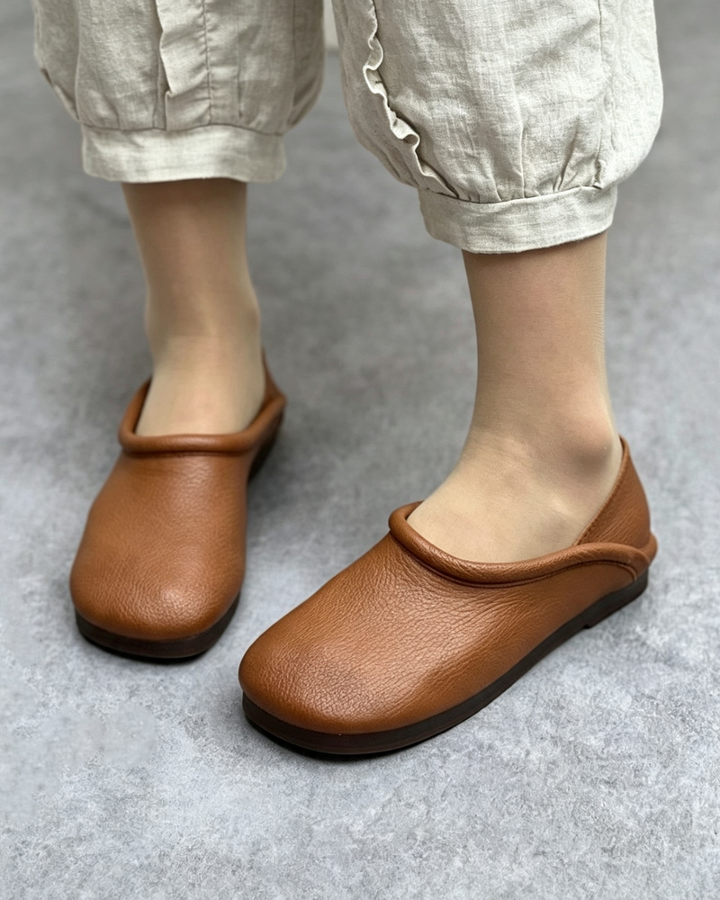 シンプルデザインのつま先あり ソフトソール フラットヒール つま先ありフラットシューズ