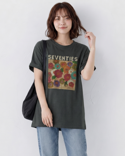 油絵アート!半袖Tシャツ小人数高級感スリムトップス