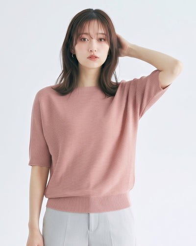 【全3色】S~XL ゆったりシルエットのドロップショルダー リブニット