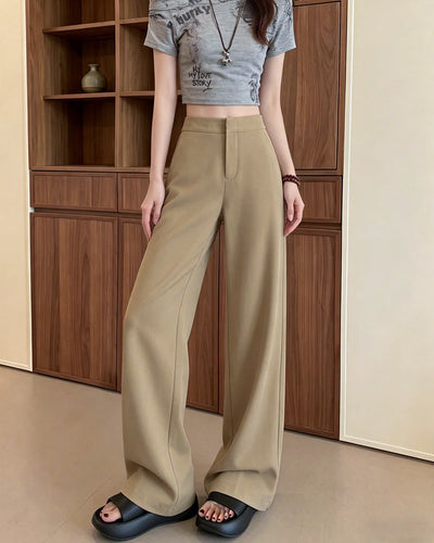 ハイウエスト・ドレープ感ワイドシルエットのスーツパンツ
