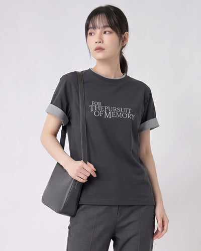 高級感のある配色デザイン!ゆったり半袖Tシャツトップス
