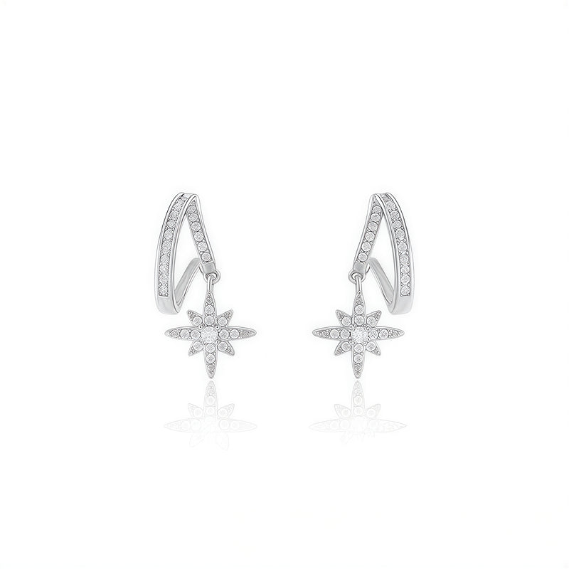 きらめくタッセル 三日月×八芒星ペンダントピアス