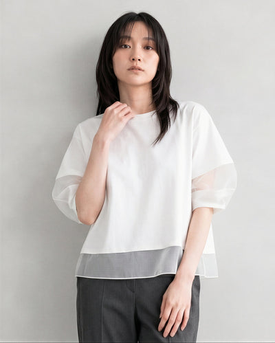 Organdy Puff Sleeve T-shirt