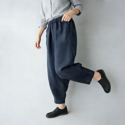 【全4色】S~5XL ウエストゴム ゆったり立体ハーレムパンツ