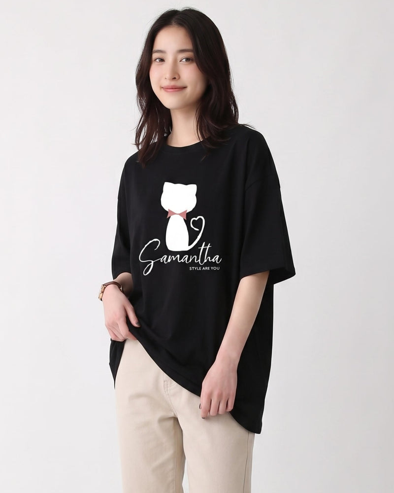 ゆったりドロップショルダー プリントTシャツ