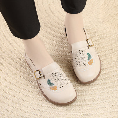 【全3色】カットワーク×バックル ローファー