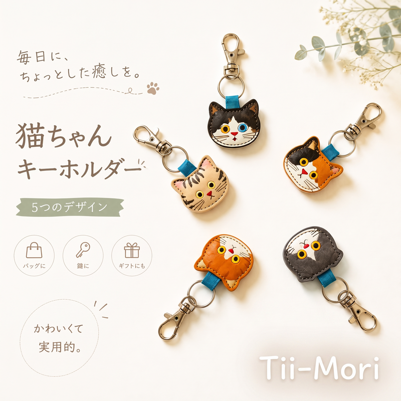 テクスチャ 可愛い猫ちゃん バッグチャーム/キーホルダー