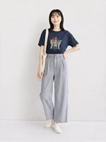 ゆったりドロップショルダー 遊び心プリント半袖Tシャツ