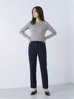 小粒ドット メローフリル付き クルーネック 長袖Tシャツ