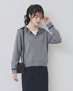 【秋新作】S~2XL フード付きジャカード ダブルジップ カーディガンニット