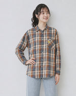 【秋新作】M~2XL ゆったりチェック柄シングルポケットシャツ