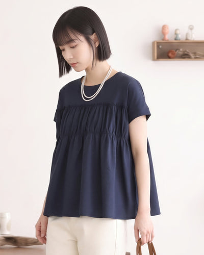 切り替えギャザー入り ゆったりTシャツ