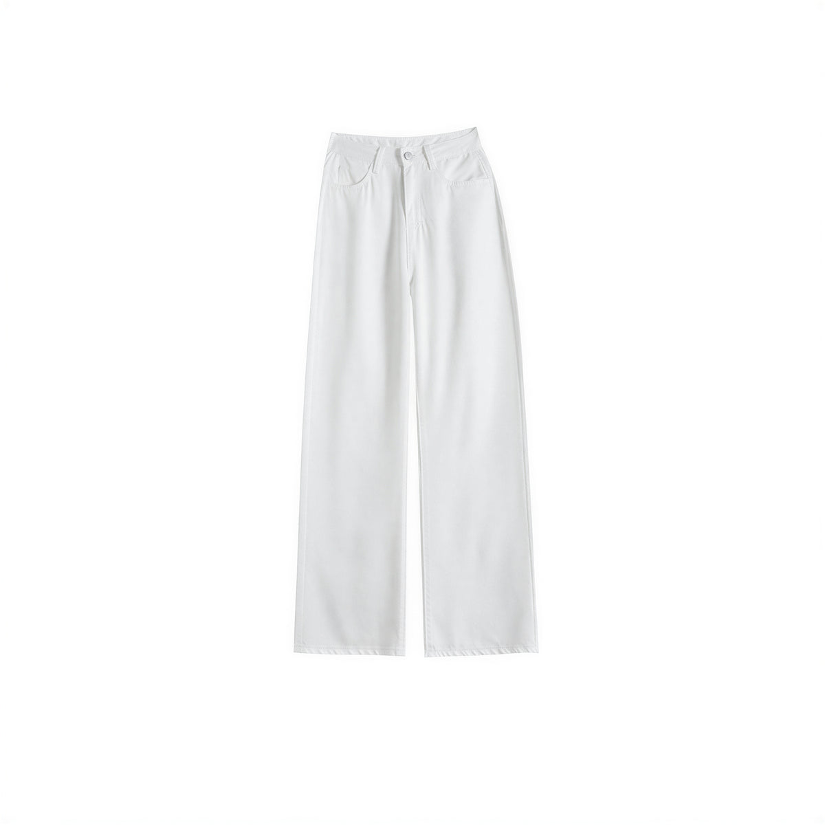 S~XL ハイウエスト ワイドシルエット フルレングス デニムパンツ