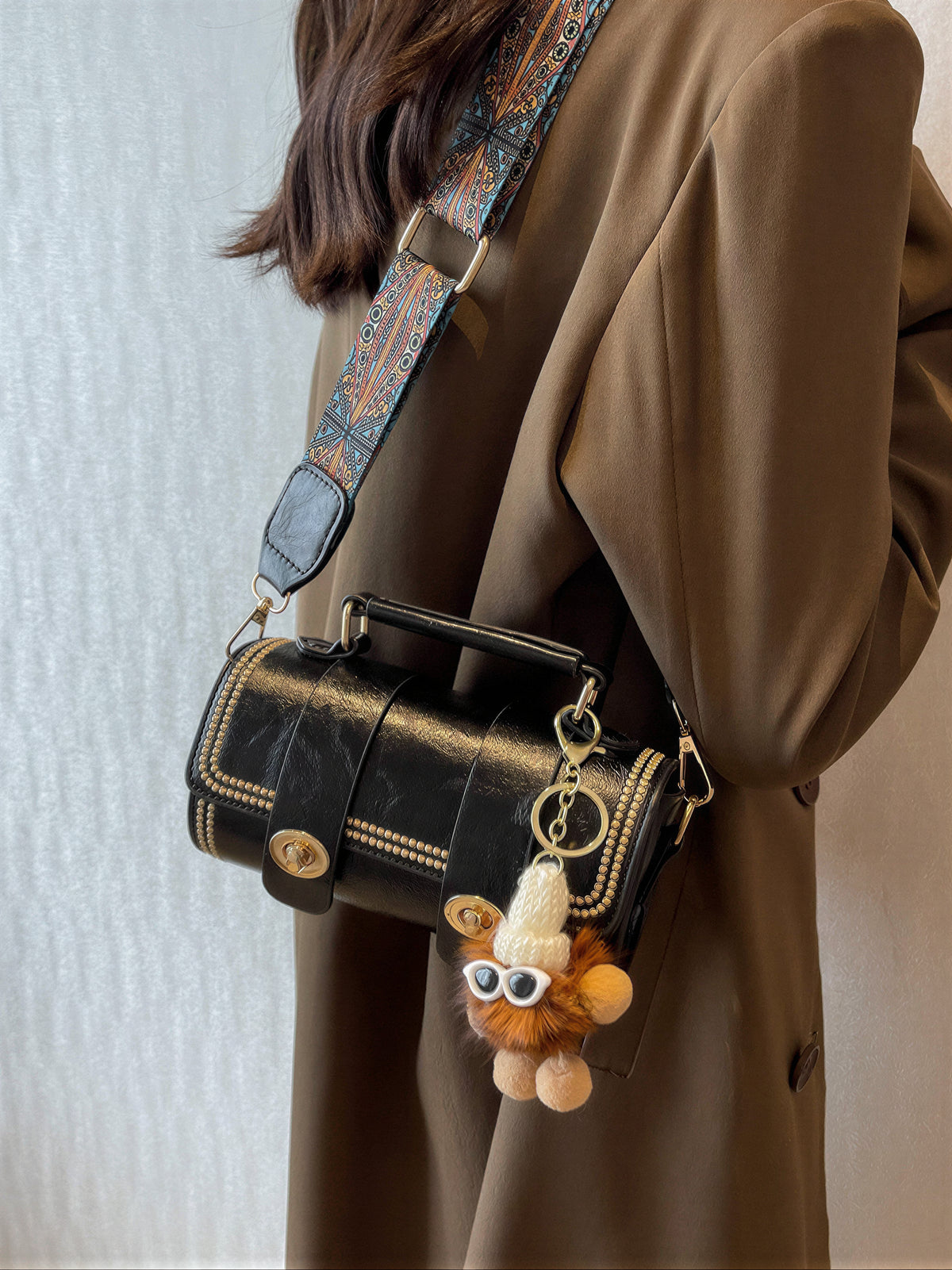 【全3色】レトロスタッズ ミニフラップ ボストンバッグ