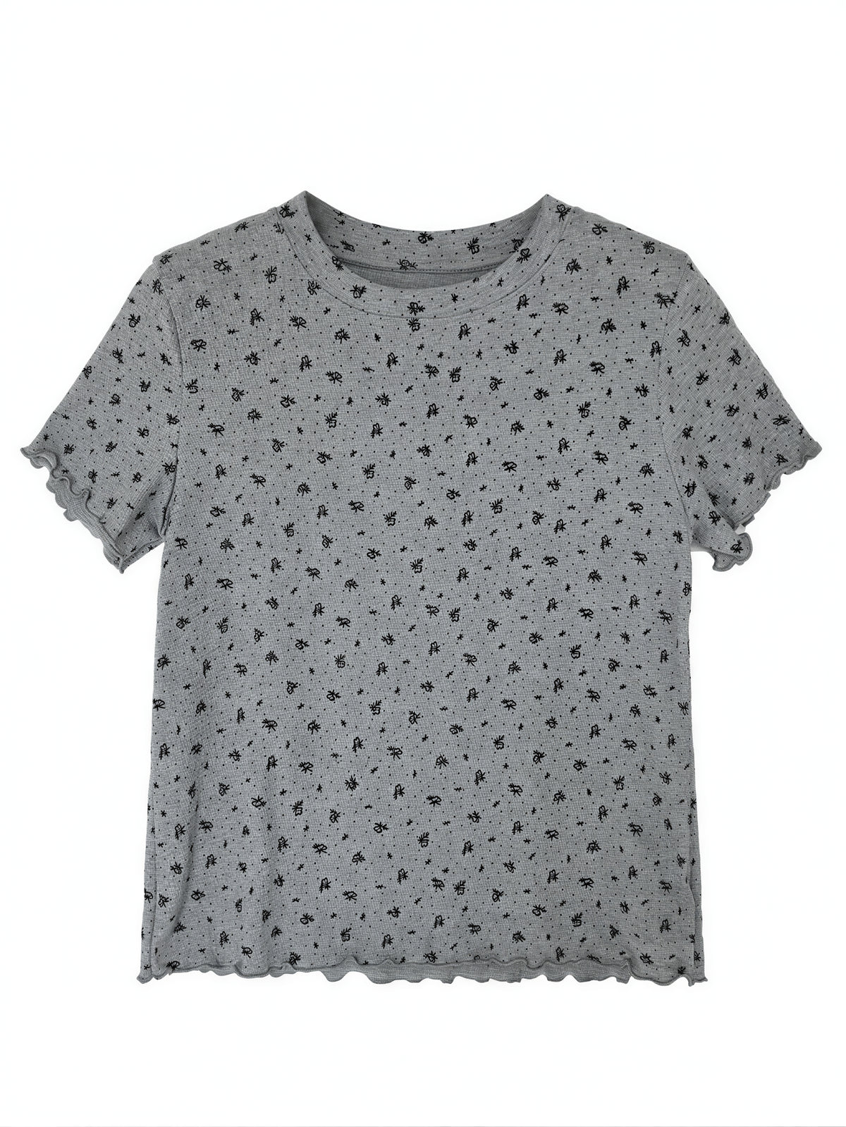 小花柄 透かし編み メロウフリルTシャツ
