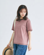 【全3色】ゆったりストレート 配色トリムTシャツ | 肌触り柔らかい
