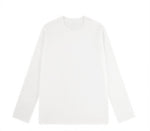 クルーネック ストレートシルエット ゆったり 長袖Tシャツ-ホワイト-4XL