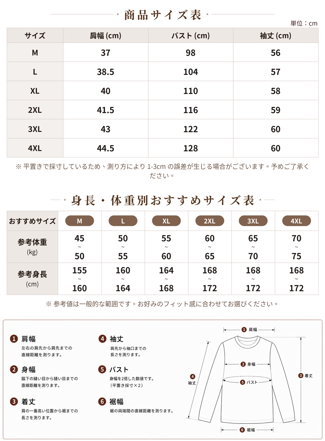 M~4XL ラッフルティアード ギャザースリーブブラウス size chart 1