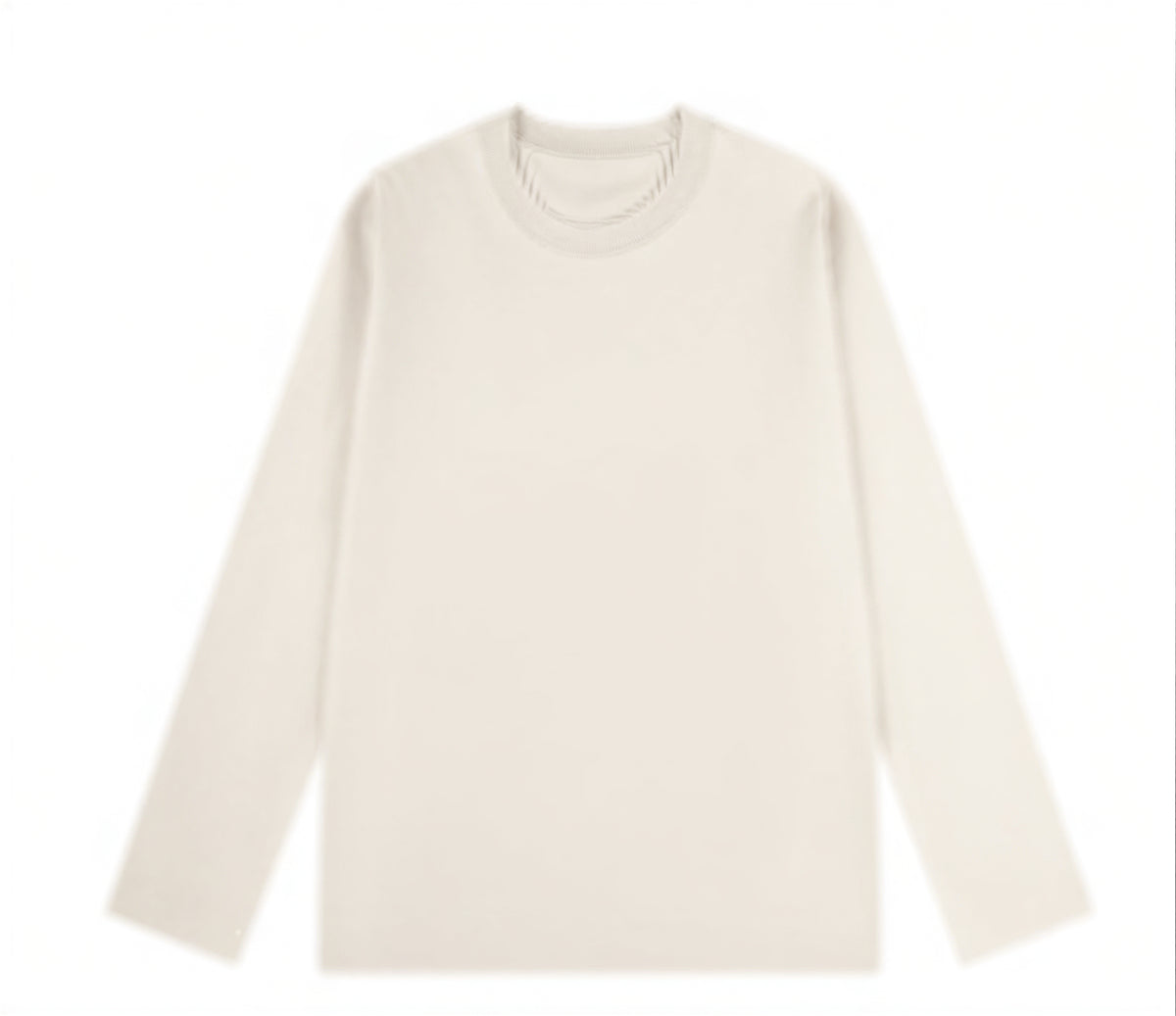 クルーネック ストレートシルエット ゆったり 長袖Tシャツ-オフホワイト-4XL