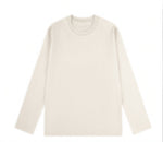 クルーネック ストレートシルエット ゆったり 長袖Tシャツ-オフホワイト-4XL