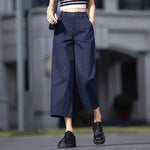 ハイウエストストレートワイドパンツ クロップド丈 リラックスフィット コットン