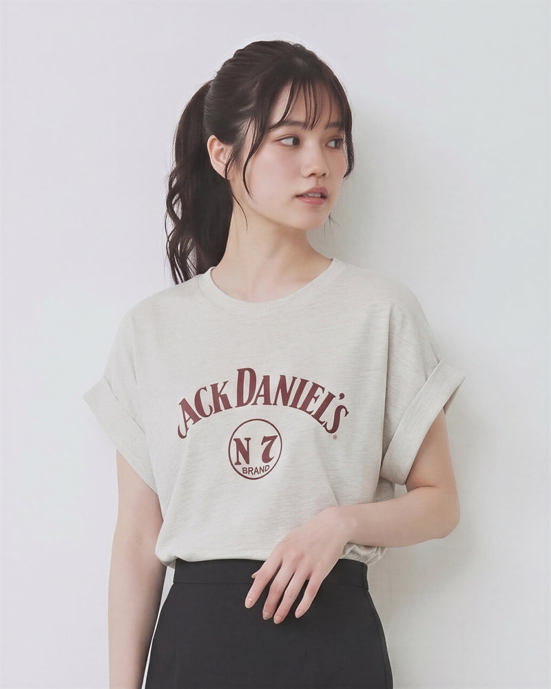 ロールヘムフリルスリーブ ヴィンテージプリントTシャツ