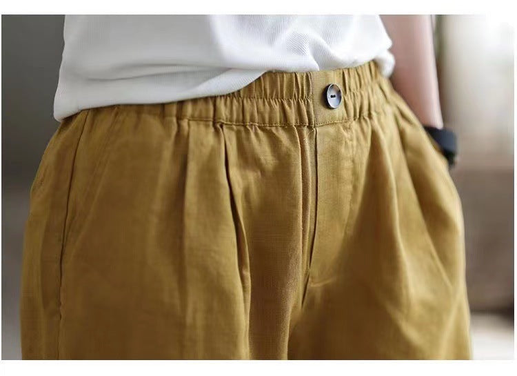 ウエストゴム ハイウエスト ゆったりハーフパンツ