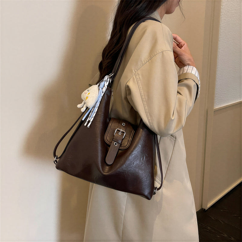 【全5色】ヴィンテージ風 ソフトタッチ ベルト付きショルダーバッグ