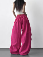 S-L ドローストリング付きウエストゴムワイドパンツ