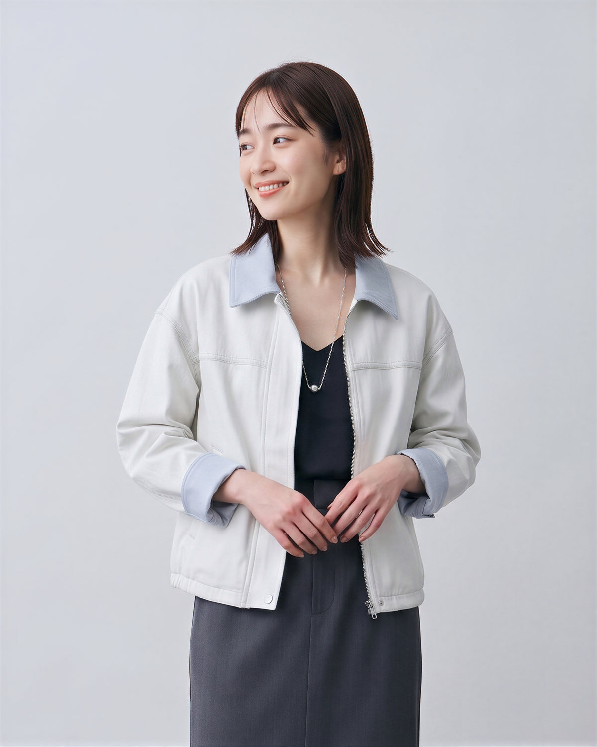 S~XL 配色カラーのショートジャケット