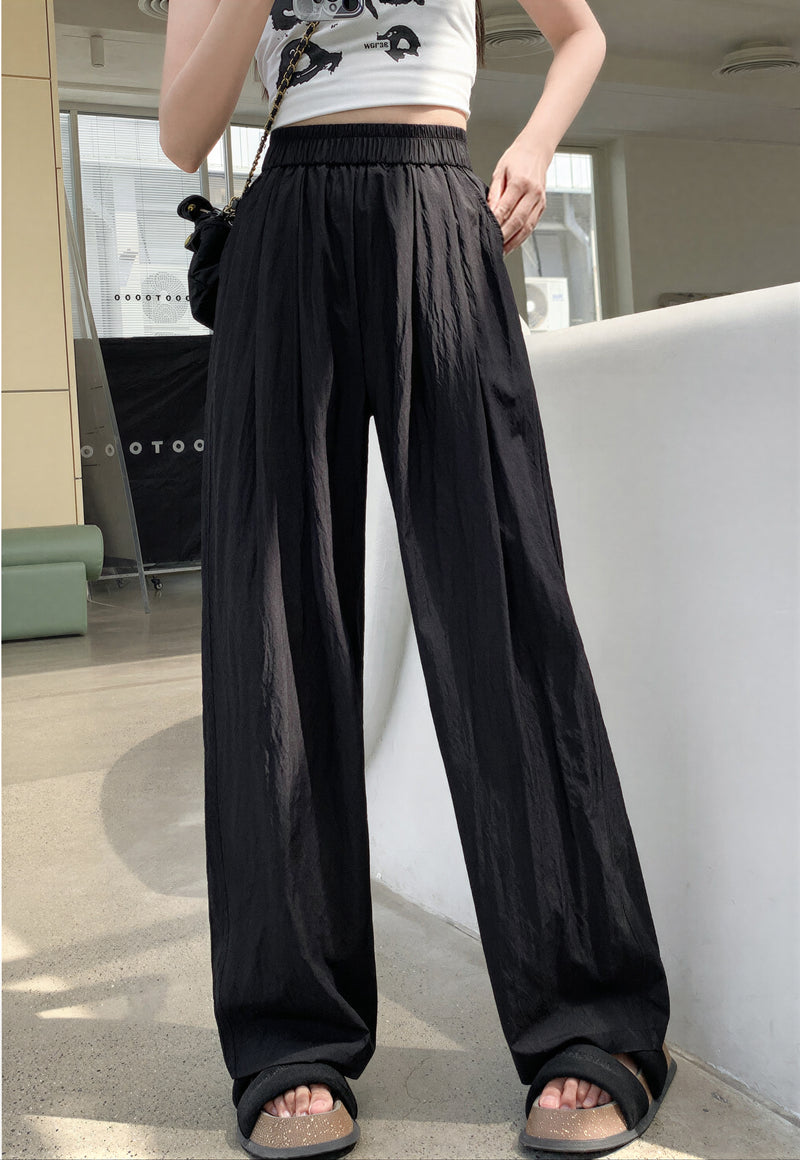 ウエストゴム ハイウエスト 落ち感ワイドパンツ