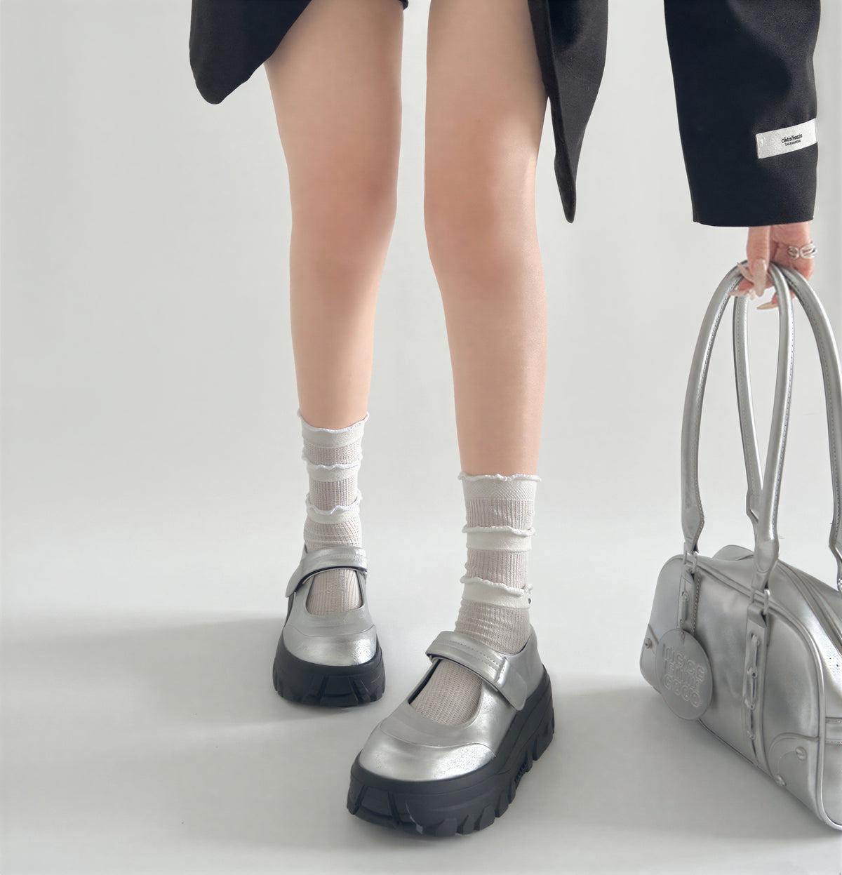 厚底・スタイルアップ レトロバックル メリージェーンシューズ