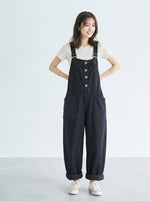 【全2色】S~3XL ゆったりストレート ビッグポケット サロペット