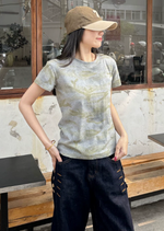 アメリカンレトロ迷彩染め！柔らかで快適な個性的なスタイルの半袖Tシャツ