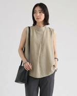 M-2XL スタンドカラー ゆったりAラインタンクトップ