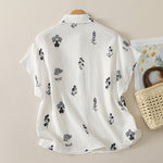 【全2色】M~3XL 小さめラウンドネック 花柄 ゆったり半袖シャツ