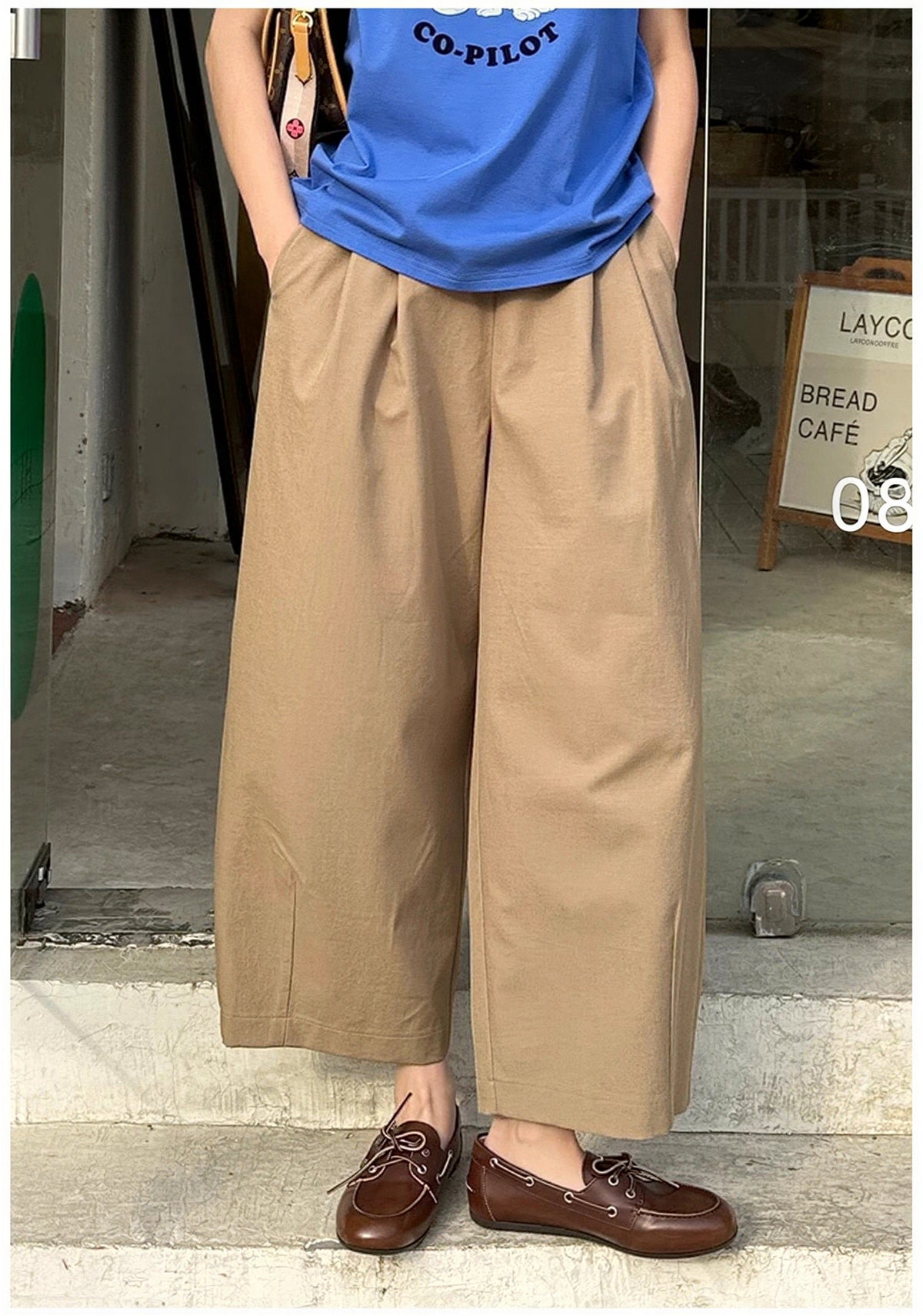 ハイウエストタック入りワイドパンツ
