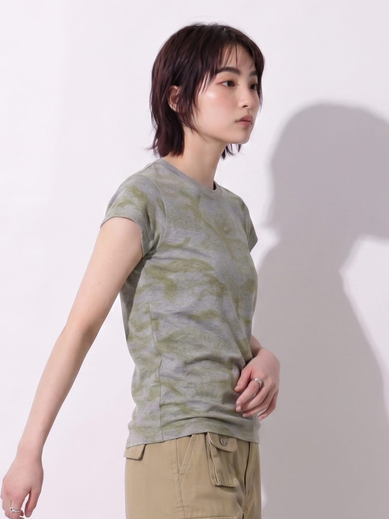 アメリカンレトロ迷彩染め！柔らかで快適な個性的なスタイルの半袖Tシャツ