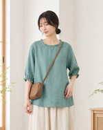 メローフリル襟 ラウンドネック ゆったりTシャツ
