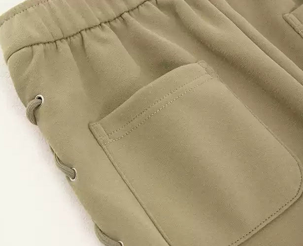 サイドレースアップ ドロスト ワイドレッグ スウェットパンツ