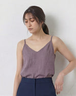 Vネック 華奢ストラップ ゆったりキャミソール-ライトパープル-2XL