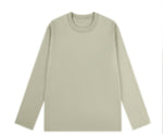 クルーネック ストレートシルエット ゆったり 長袖Tシャツ-ダークグリーン-4XL