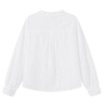 【全2色】メロウフリルスタンドカラールーズシャツ
