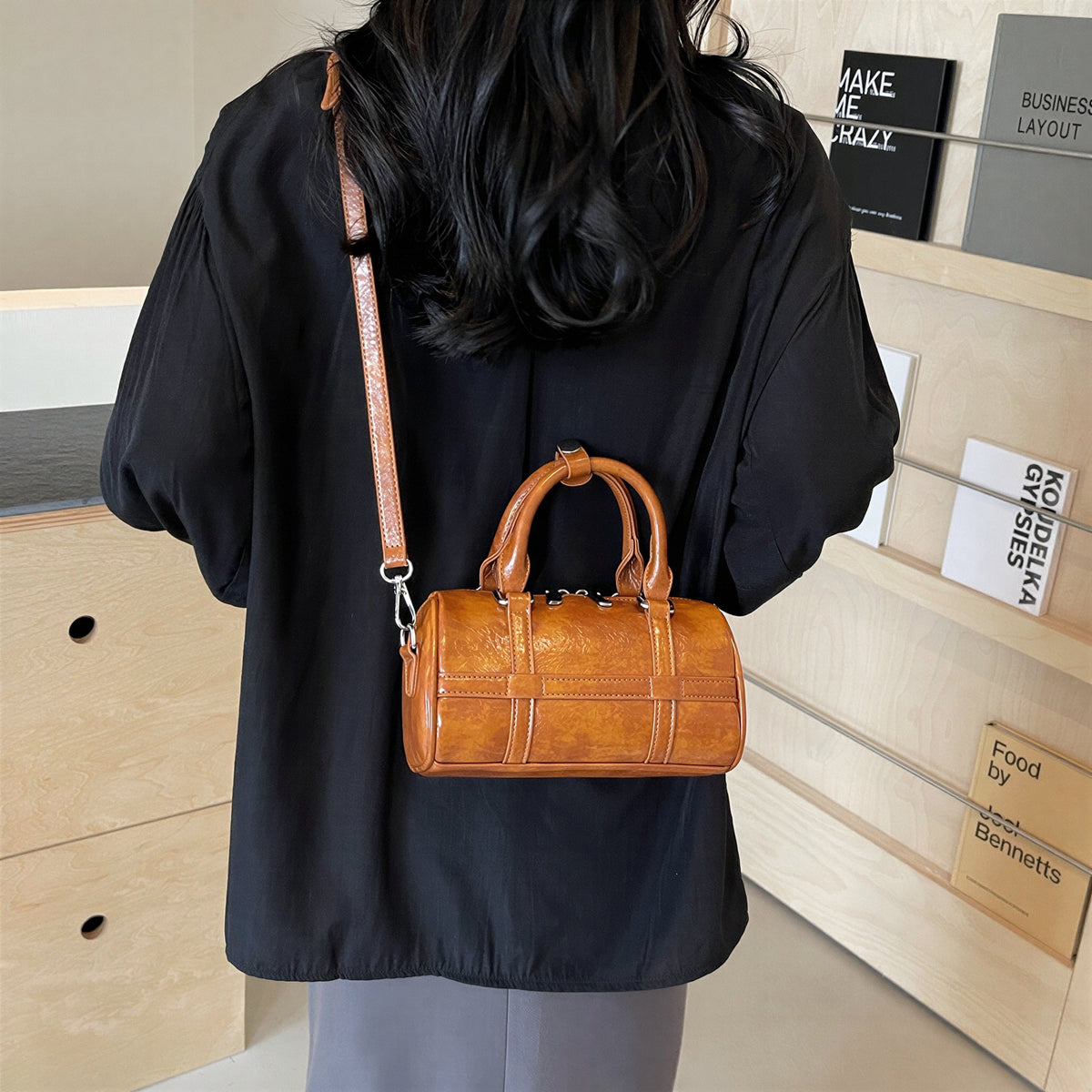 レトロな光沢 立体シリンダー ボウリングバッグ