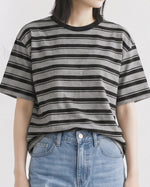 ブラックボーダー ルーズショルダーTシャツ
