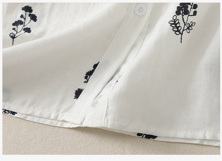 【全2色】M~3XL 小さめラウンドネック 花柄 ゆったり半袖シャツ