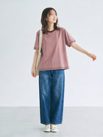 【全3色】ゆったりストレート 配色トリムTシャツ | 肌触り柔らかい