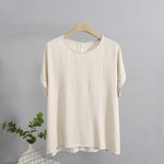 バックボタン ゆったり ロールアップTシャツ