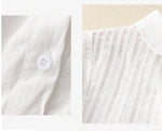【全3色】M~2XL 七分袖ラミーシャツ｜フレンチピンタック ナチュラルレトロなゆったりコットンリネントップス